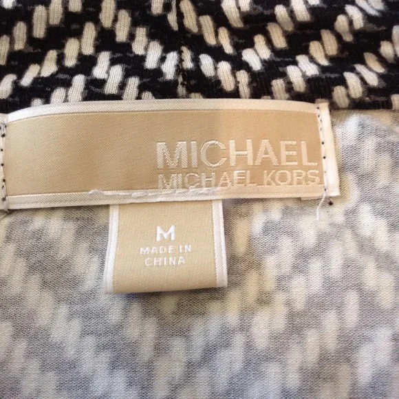 Michael Michael Kors Top Cowl Neck Black Chevron Long Sleeve Stretch Size Medium - Picture 7 of 8